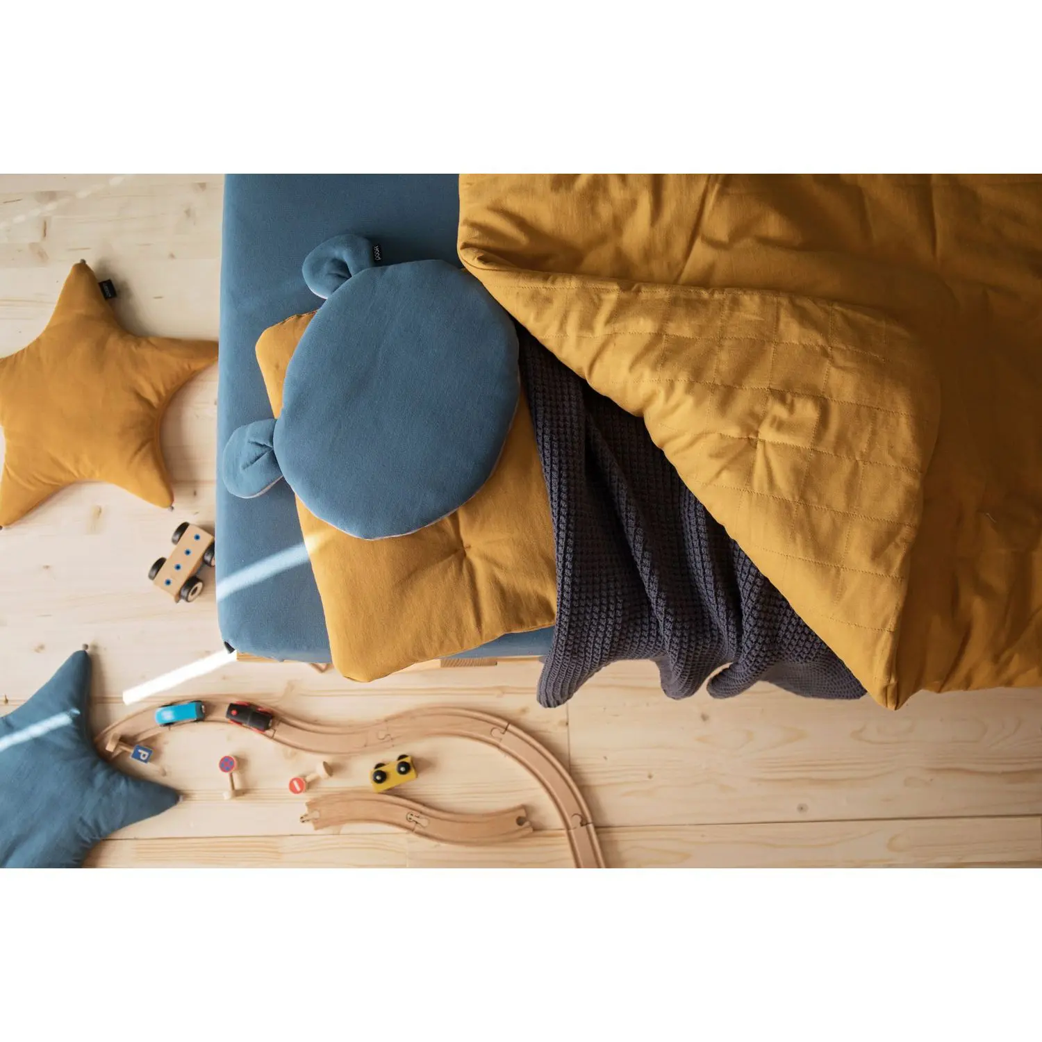 bedding_mustard Kissen Stern, blue
