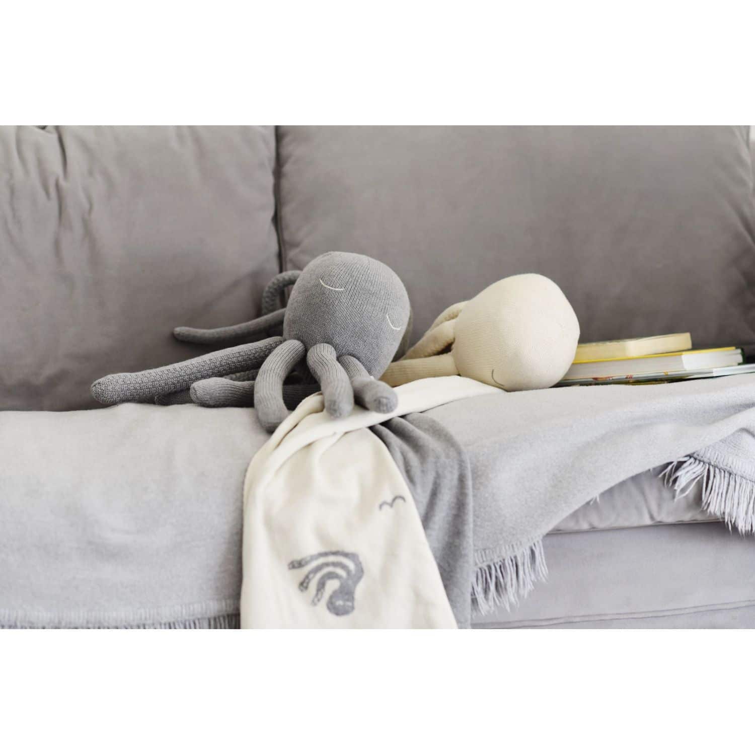 Decke, BioBaumwolle, Octopus grey & cream