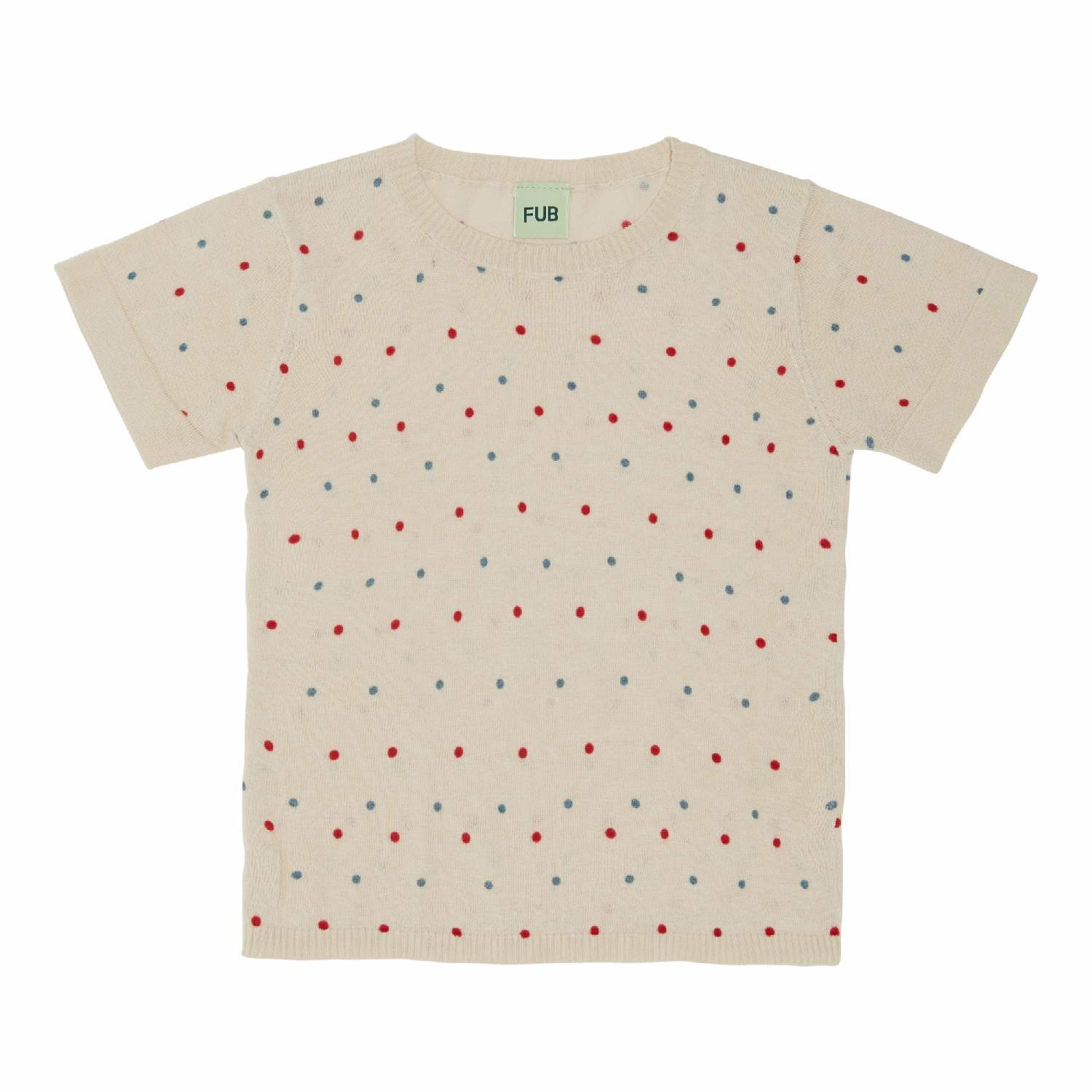 T-Shirt dots, ecru/red/blue