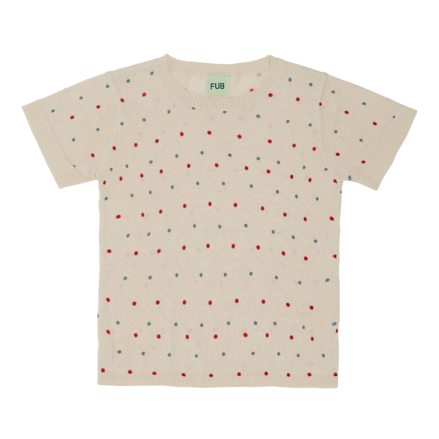 fub_0220ss_ecru_red_blue T-Shirt dots, ecru/red/blue