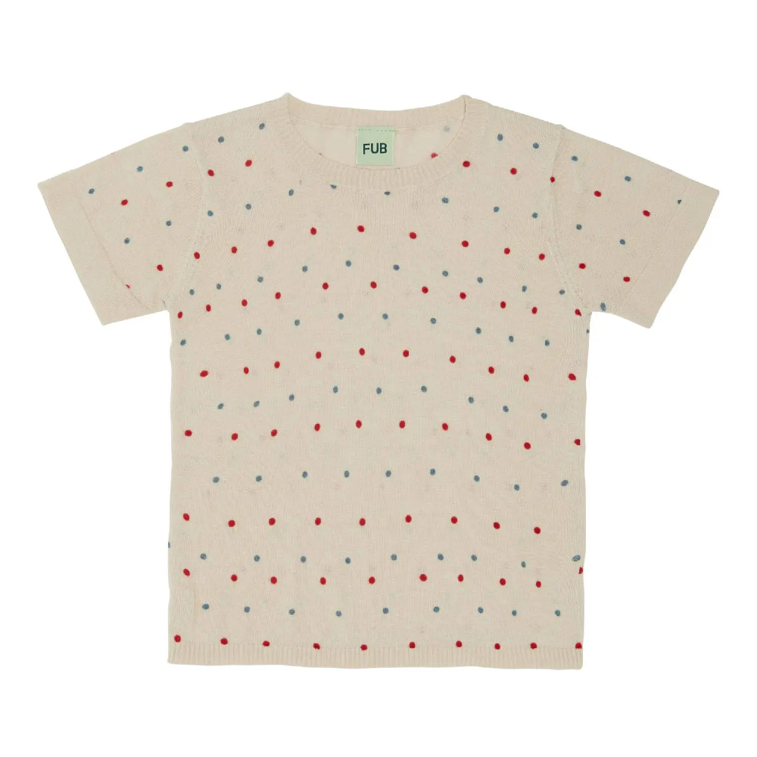 fub_0220ss_ecru_red_blue T-Shirt dots, ecru/red/blue