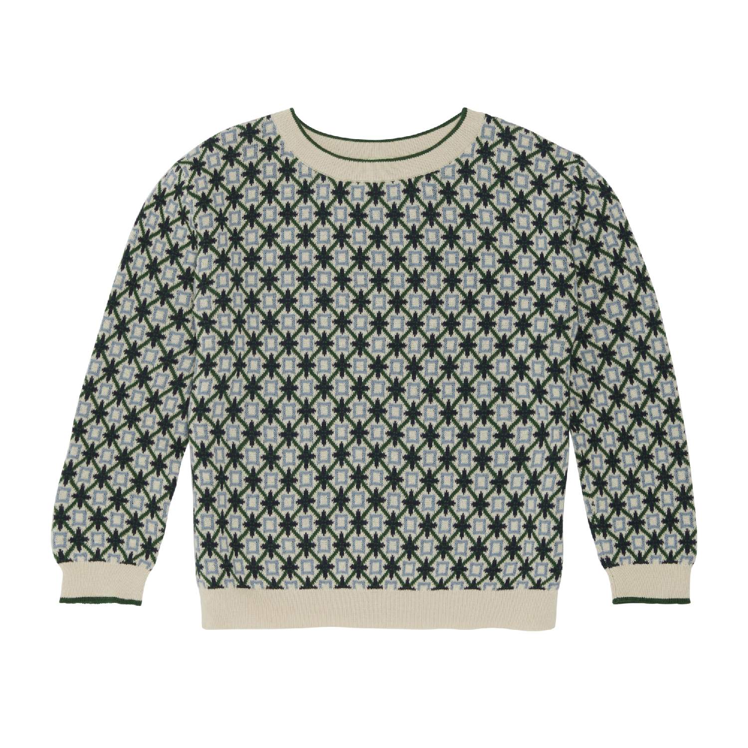 Jaquard Blouse, ecru/forest