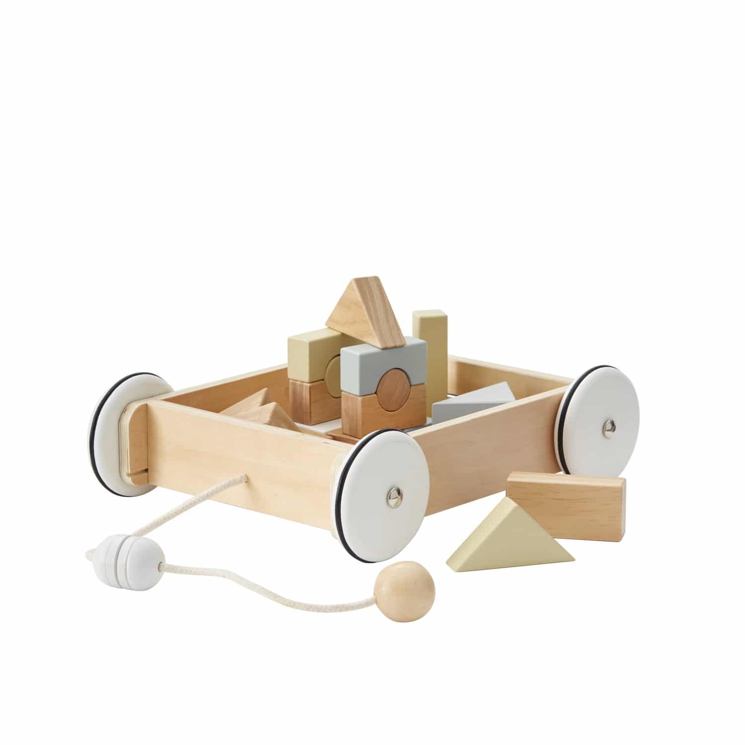Wagen mit Holzklötzen