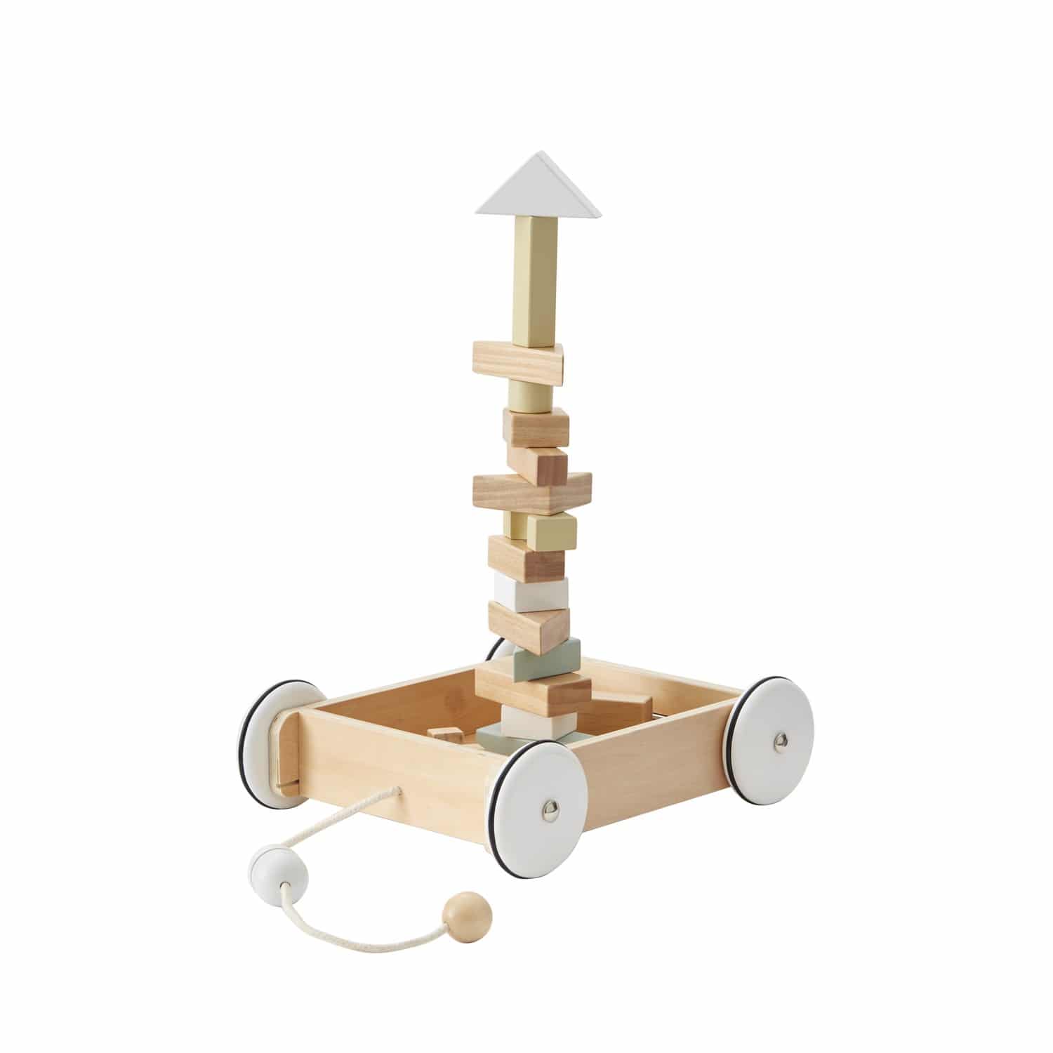 Wagen mit Holzklötzen