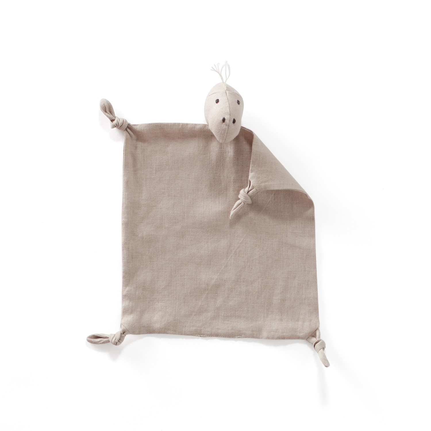 kids_concept-1000419a Kuscheltuch Dino Leinen 24x26 cm natur
