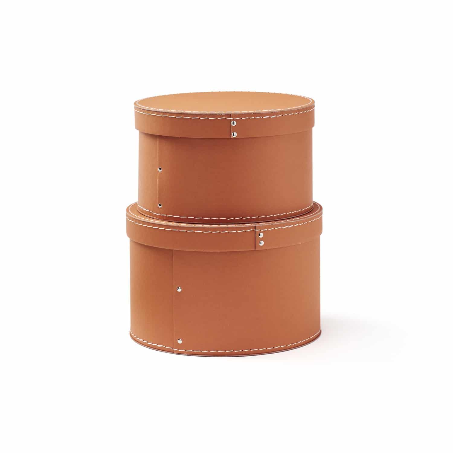 Pappboxen rund 2er-Set Ø23/25 cm braun