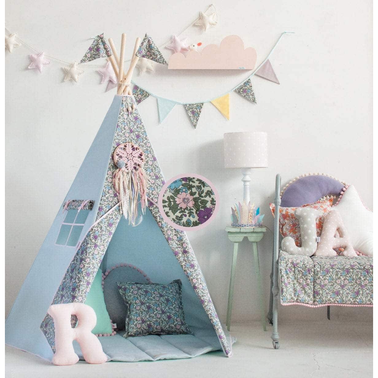 Steppdecke, Grau-Mint
