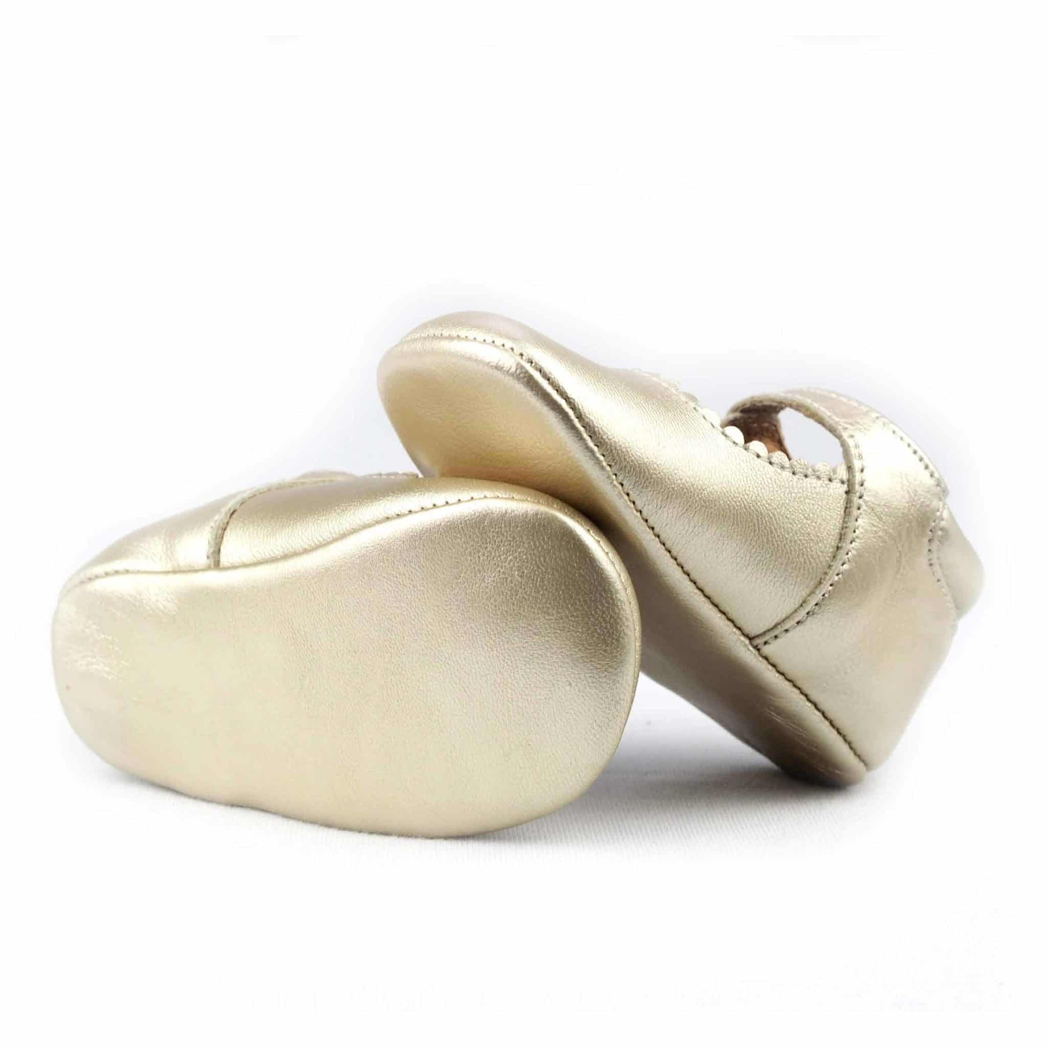 Klassische Babyschuhe Mädchen Leder, Gold