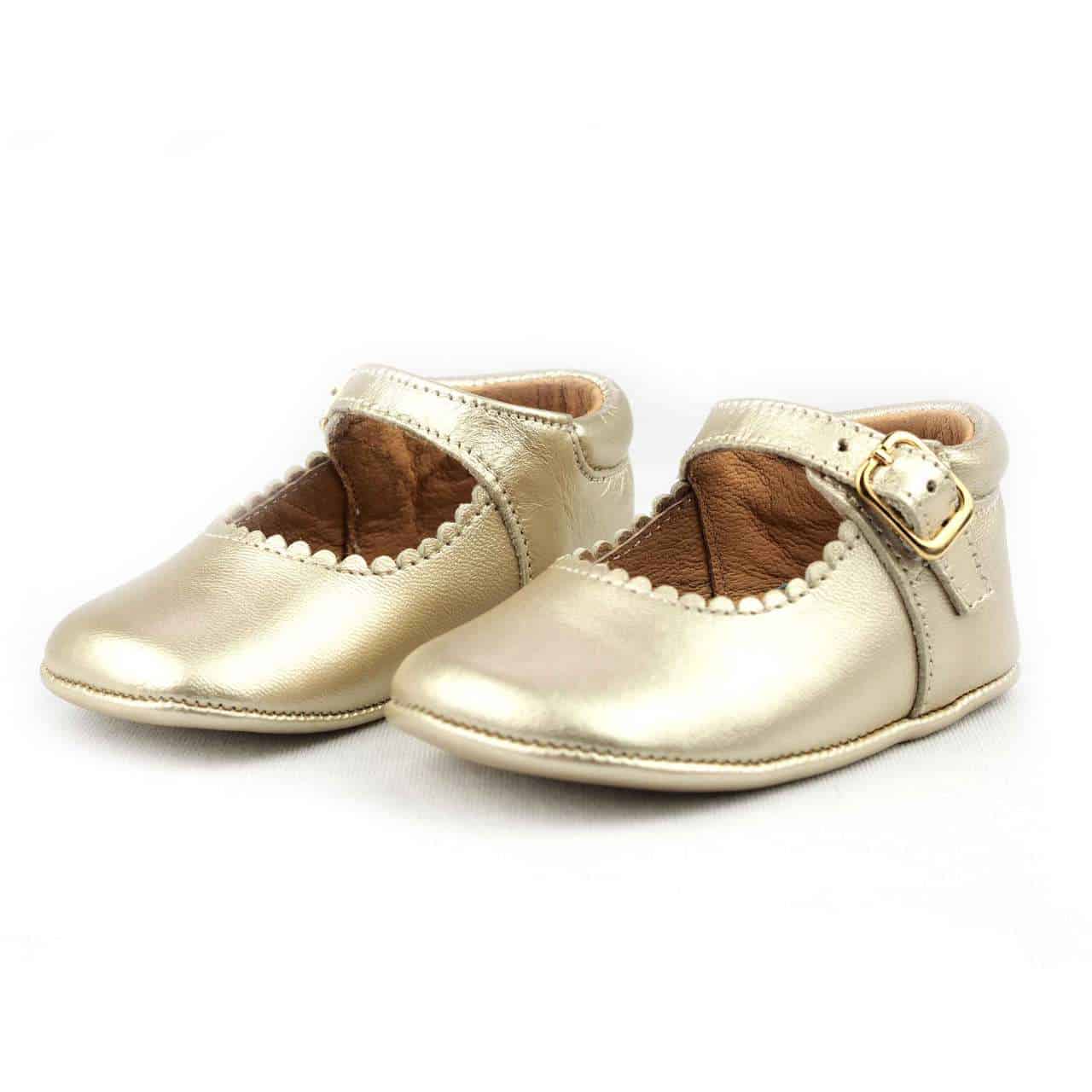 Klassische Babyschuhe Mädchen Leder, Gold
