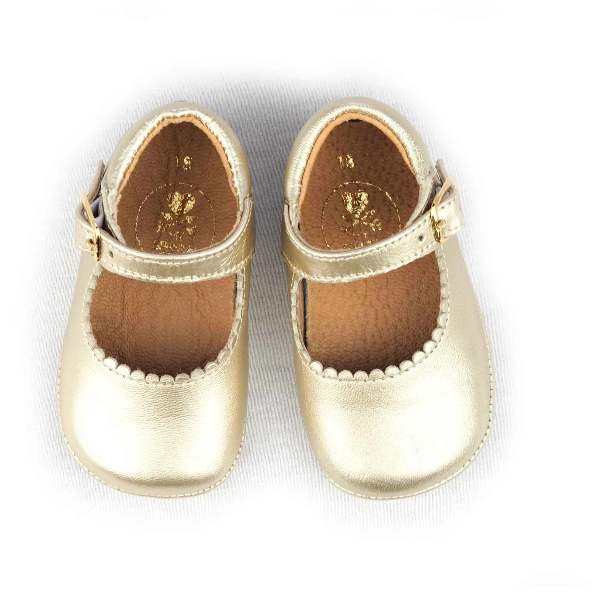Klassische Babyschuhe Mädchen Leder, Gold