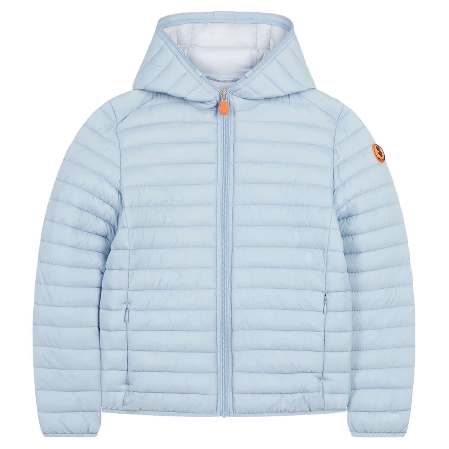 savetheduck_hellblau_Kapuze_1 Übergangsjacke mit Kapuze, Vegan Down - Hellblau