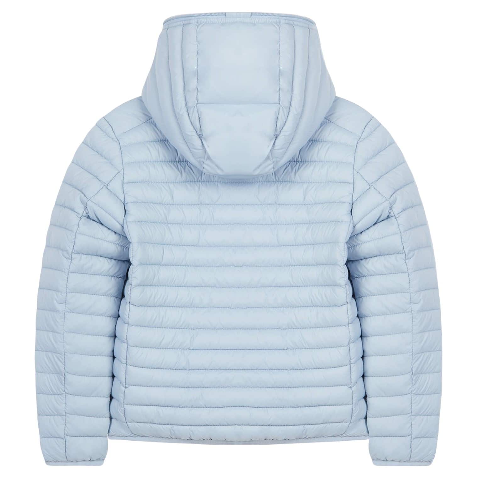 savetheduck_hellblau_Kapuze_hinten_2 Übergangsjacke mit Kapuze, Vegan Down - Hellblau