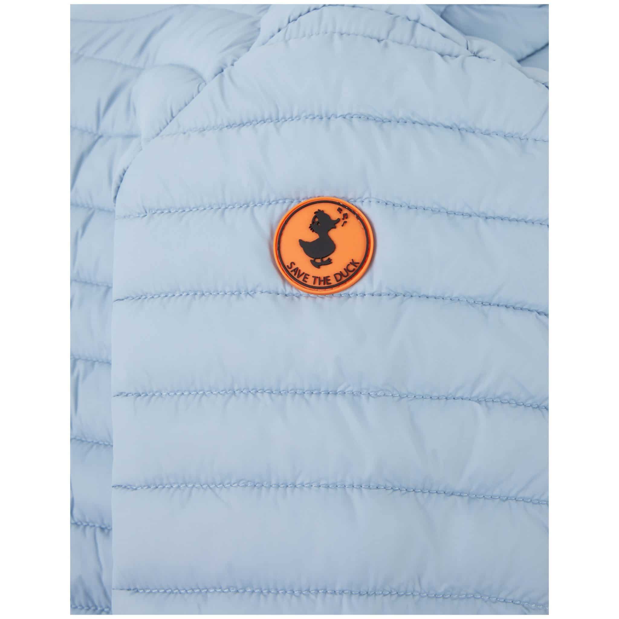 savetheduck_hellblau_detail Übergangsjacke mit Kapuze, Vegan Down - Hellblau