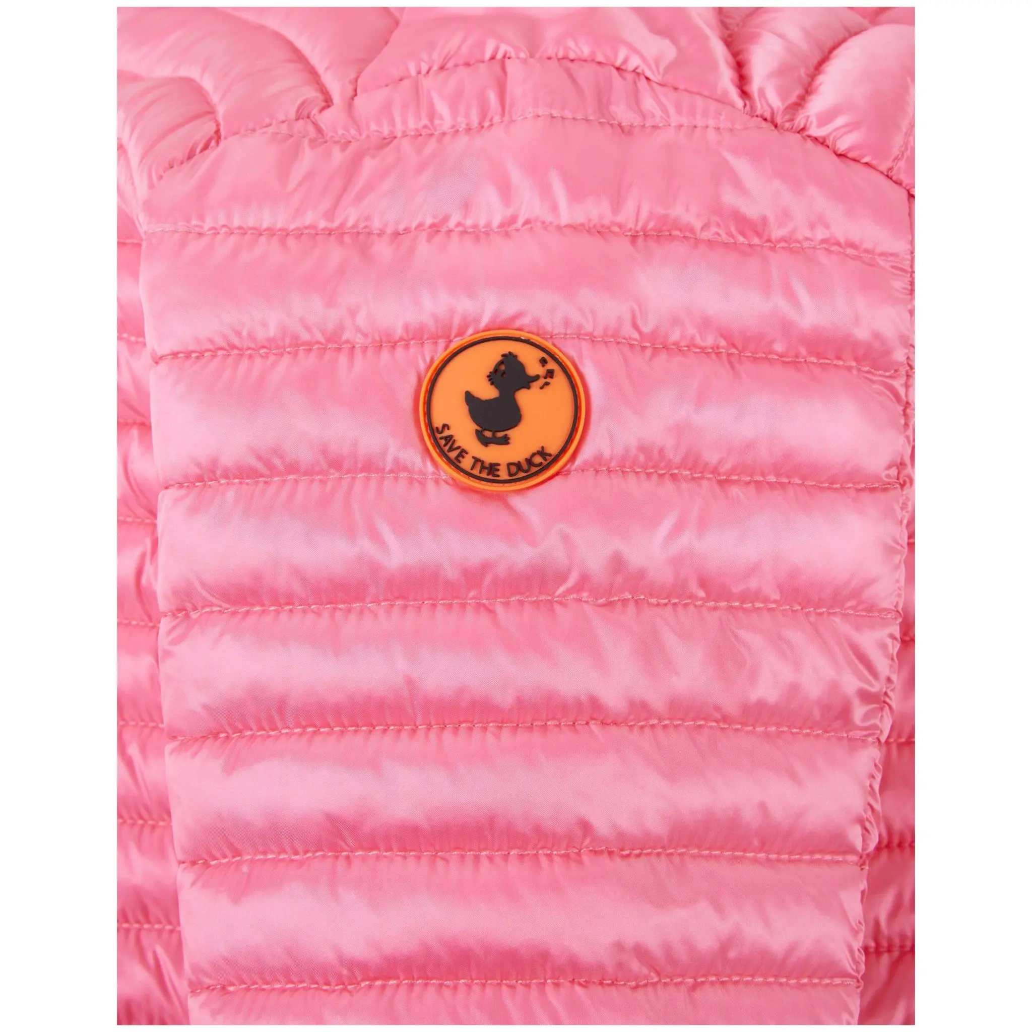 savetheduck_pink_kapuze_detail Übergangsjacke mit Kapuze, Vegan Down - Pink