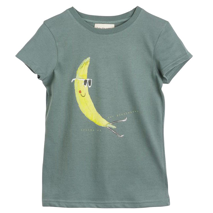 T-Shirt Socrate, Banane mit Sonnenbrille, salbeigrün