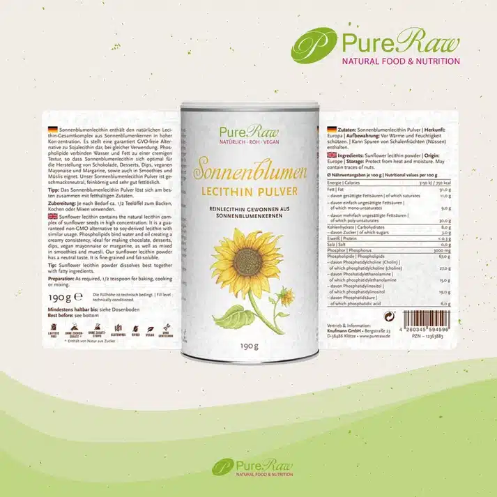 Sonnenblumenlecithin Pulver (Mind. 95 % Lecithingehalt), Zur Herstellung von Schokolade, Süßwaren oder Backwaren, 190 g