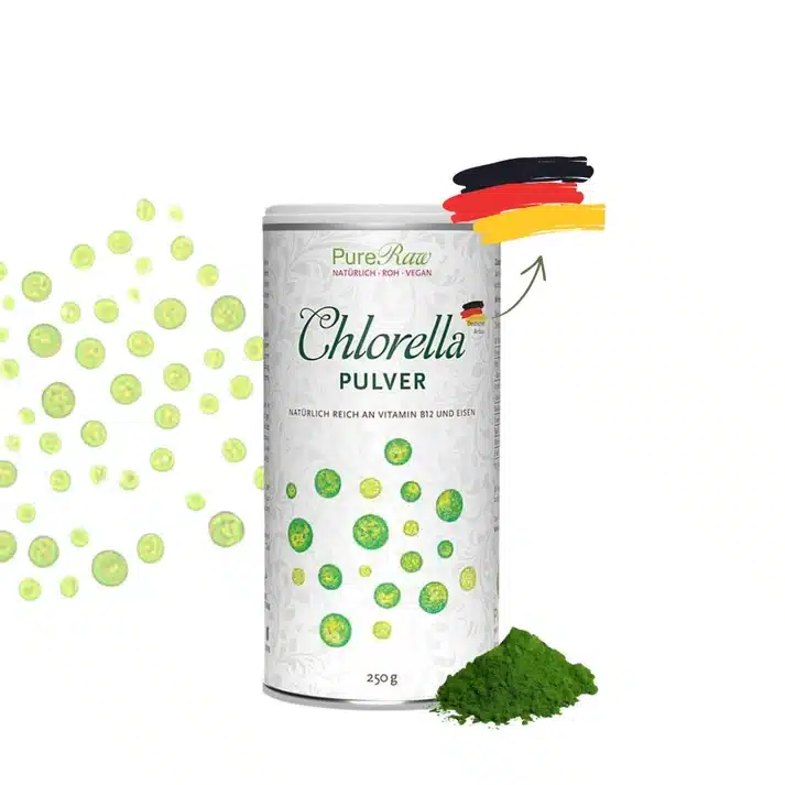 Chlorella Pulver (Roh) aus Deutschland, Glasröhrensystem-Anbau (reich an natürlichem Vitamin B12 und Eisen) 120 g