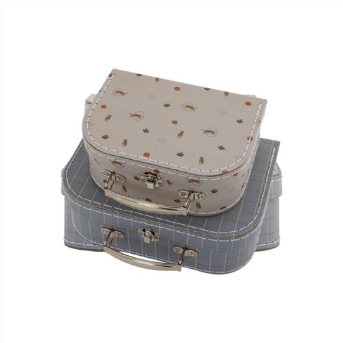 Koffer Mini Tiger & Gitter, Blau / Lehm - The Family Circle