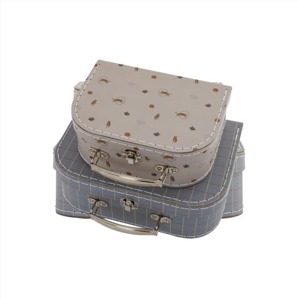 Koffer Mini Tiger & Gitter, Blau / Lehm - The Family Circle