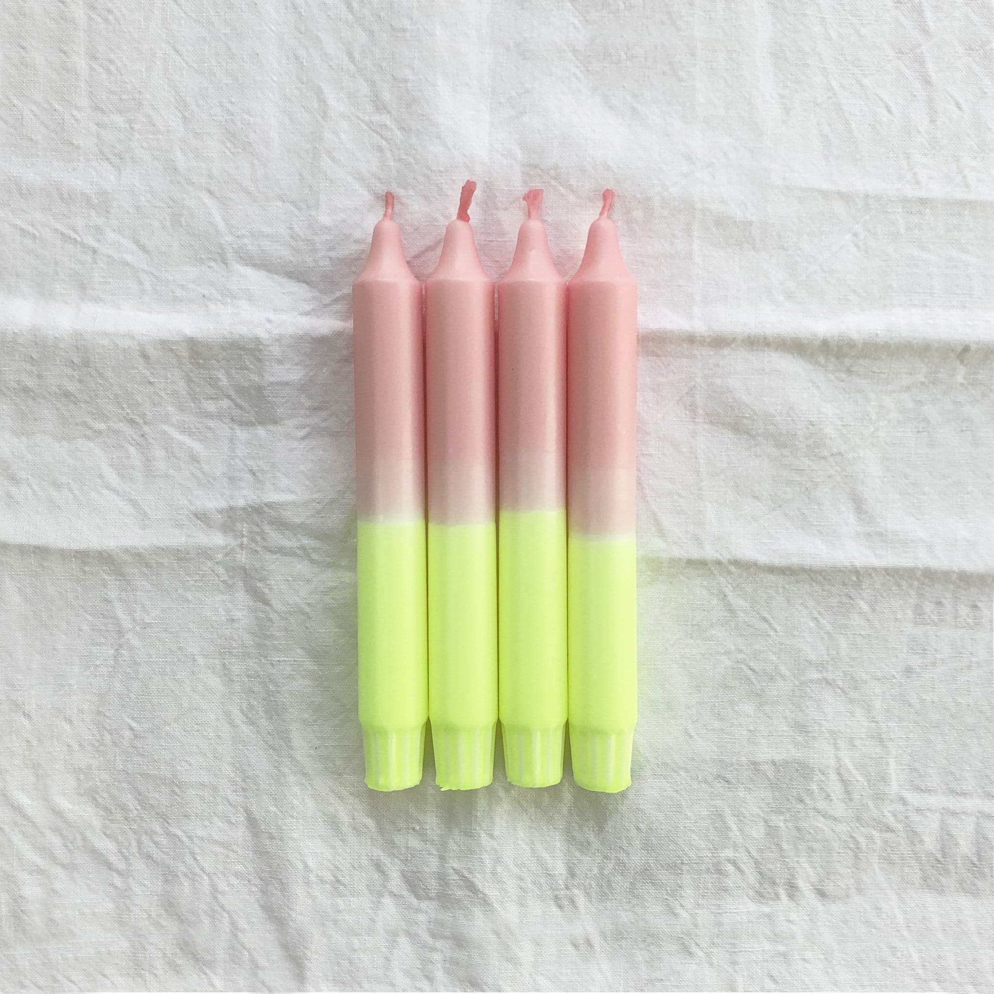 Dip Dye Kerze, Neon Gelb x Rosé