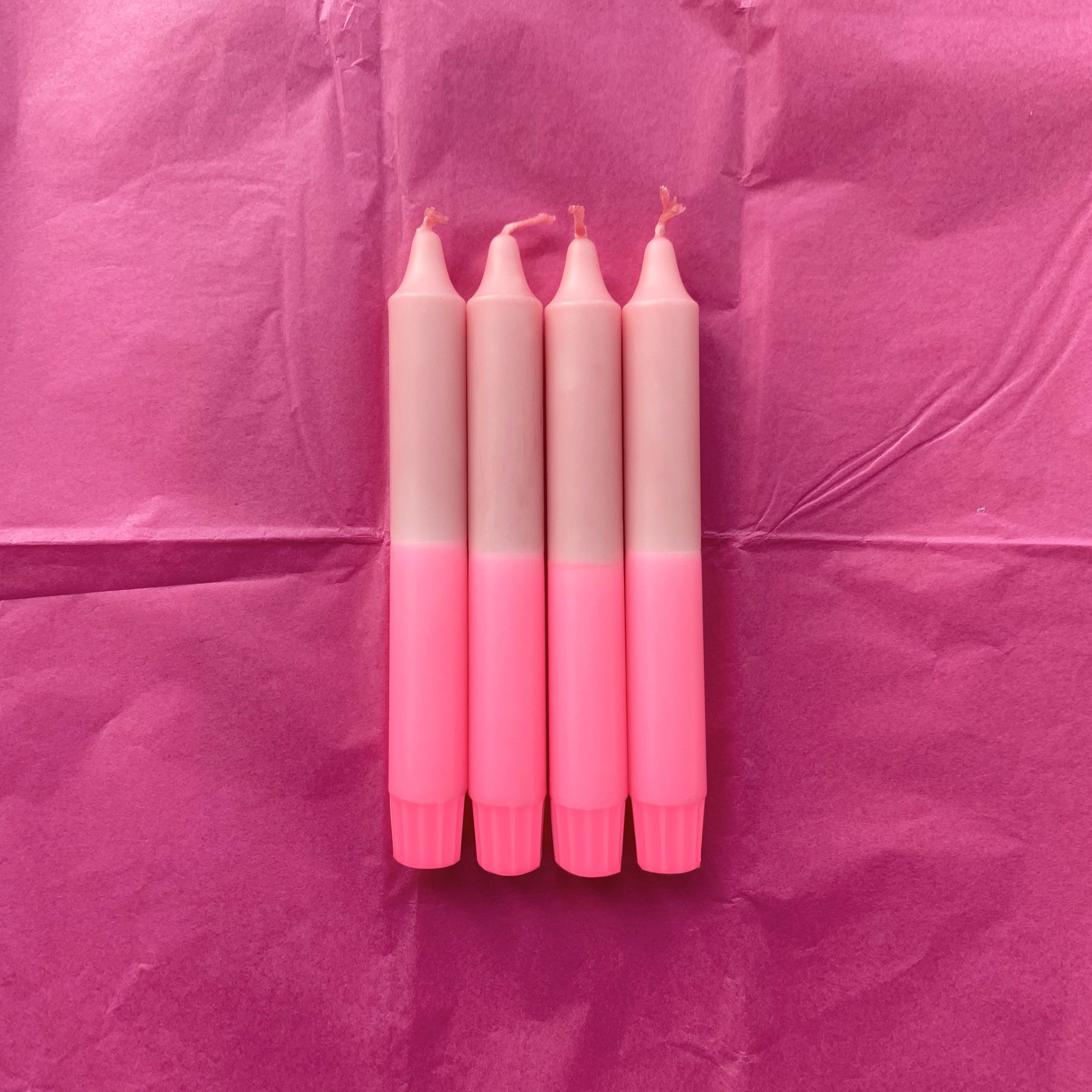 Dip Dye Kerze 4er-Set, Neon Pink x Rosé