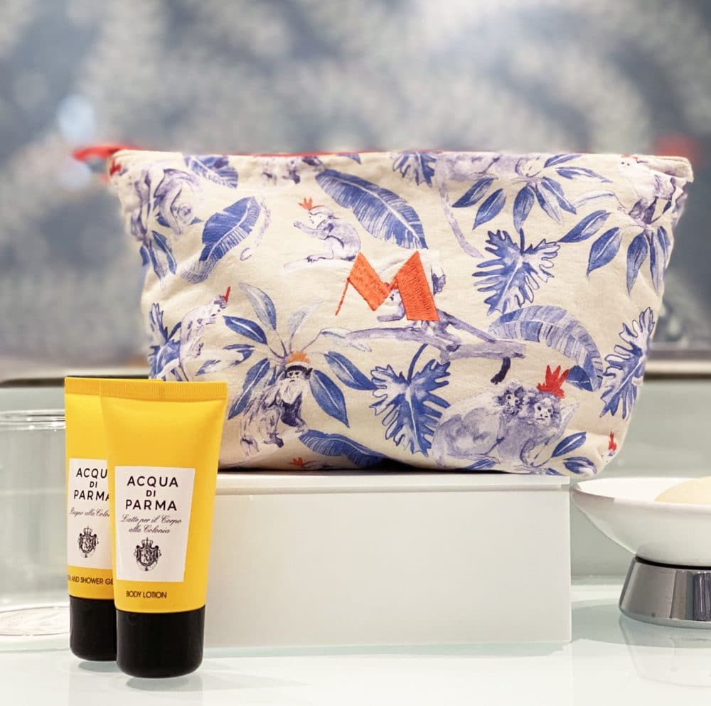 Personalisierte Kosmetiktasche Affen blau, Tribu
