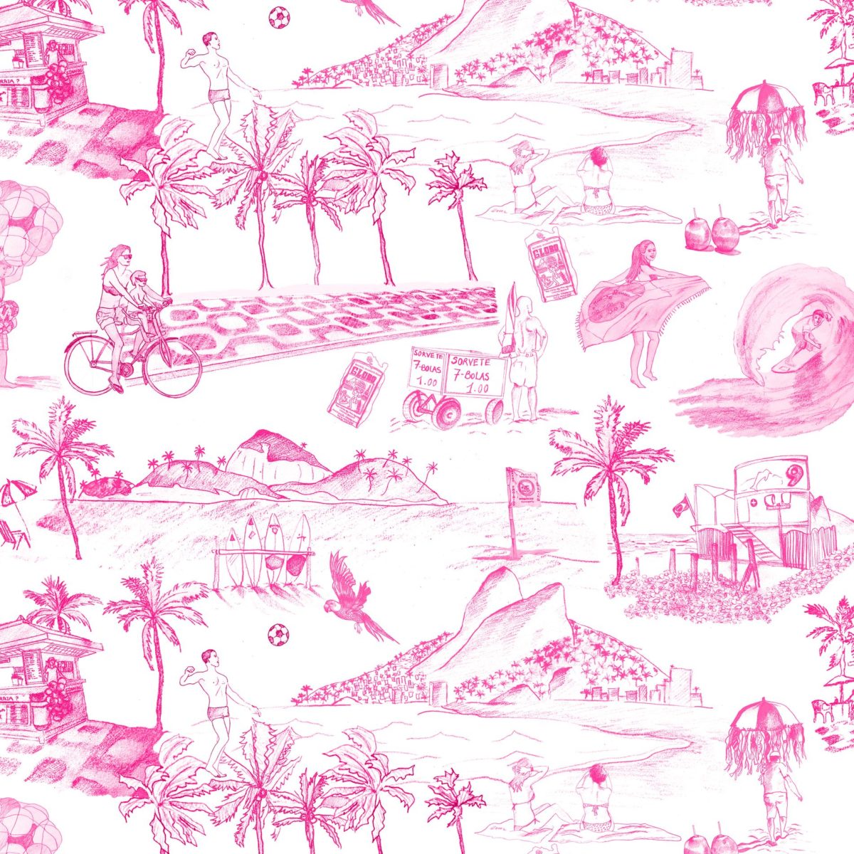 Tapete Ipanema, Toile Pink