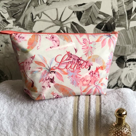 Personalisierte Kosmetiktasche Affen Coral, Tribu