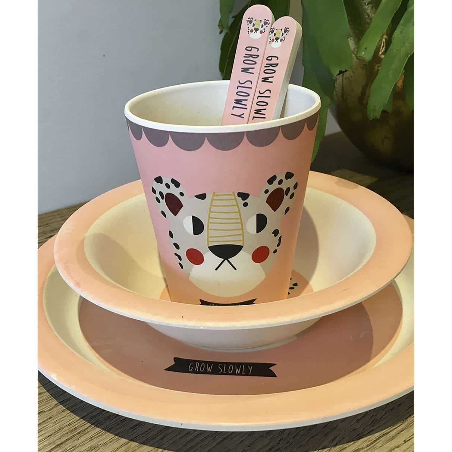 Bambus Teller Pink Leopard
