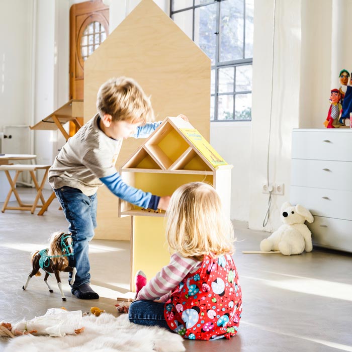 Parcours Kinderregal mit Spielfunktion, Natur & Gelb