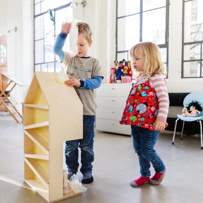Parcours Kinderregal mit Spielfunktion, Natur & Gelb