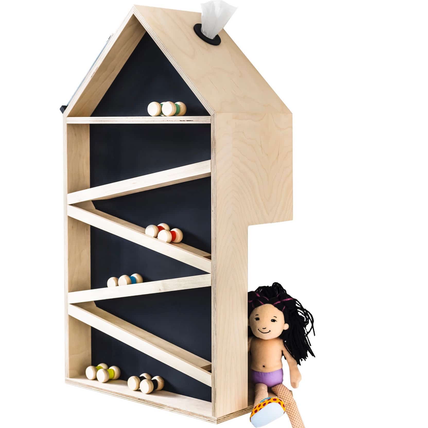 Parcours Kinderregal mit Spielfunktion, Natur & Schwarz