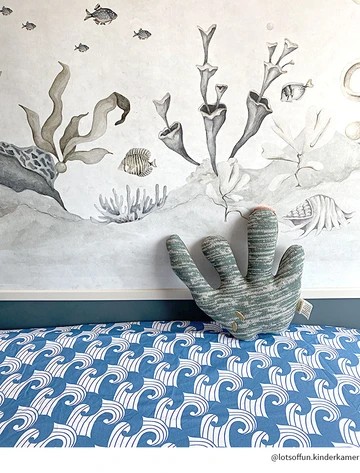 Spannbettlaken "Waves" Kyoto Blue 60x120cm