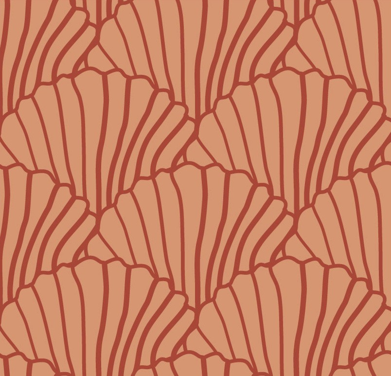 Spannbettlaken "Seashells" Terracotta&Burgundy 140x200cm