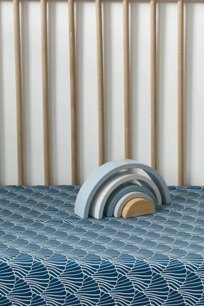 Spannbettlaken "Seashells" Moroccan Blue 60x120cm