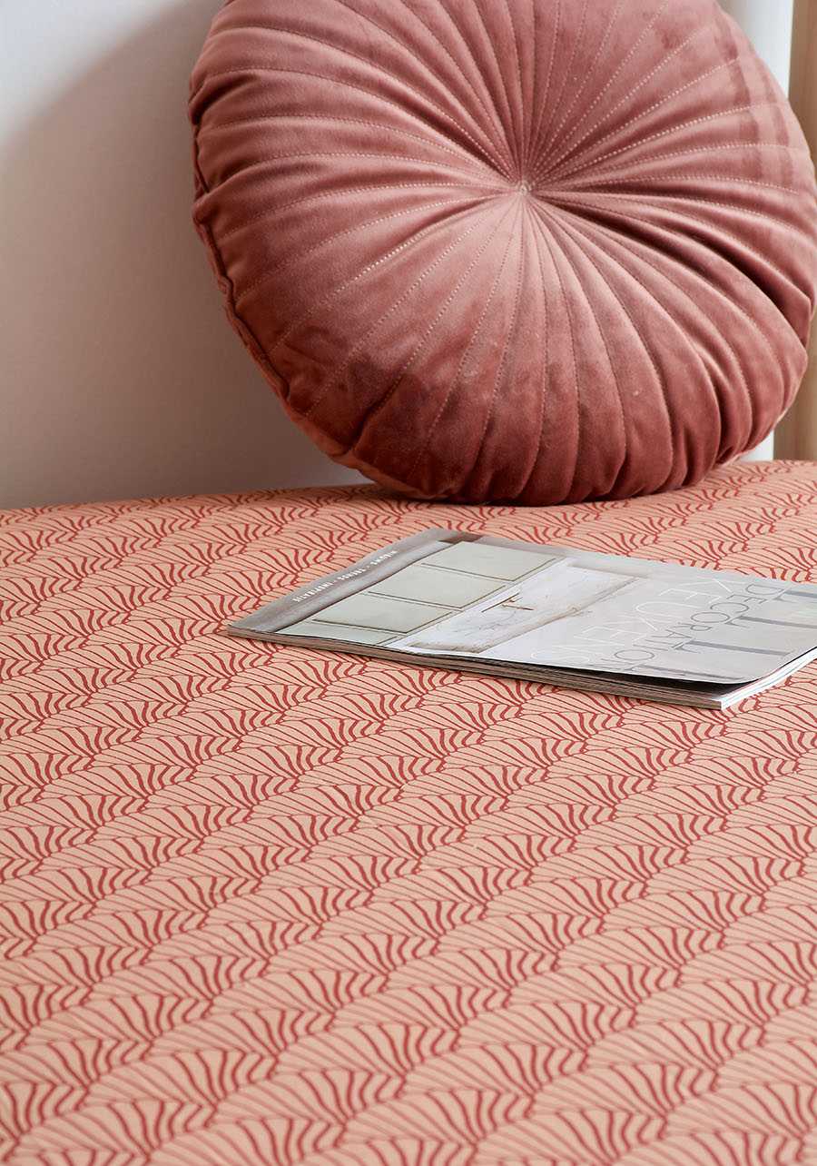 Spannbettlaken "Seashells" Terracotta&Burgundy 140x200cm