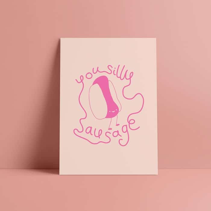 Poster "Silly Sausage" Pink