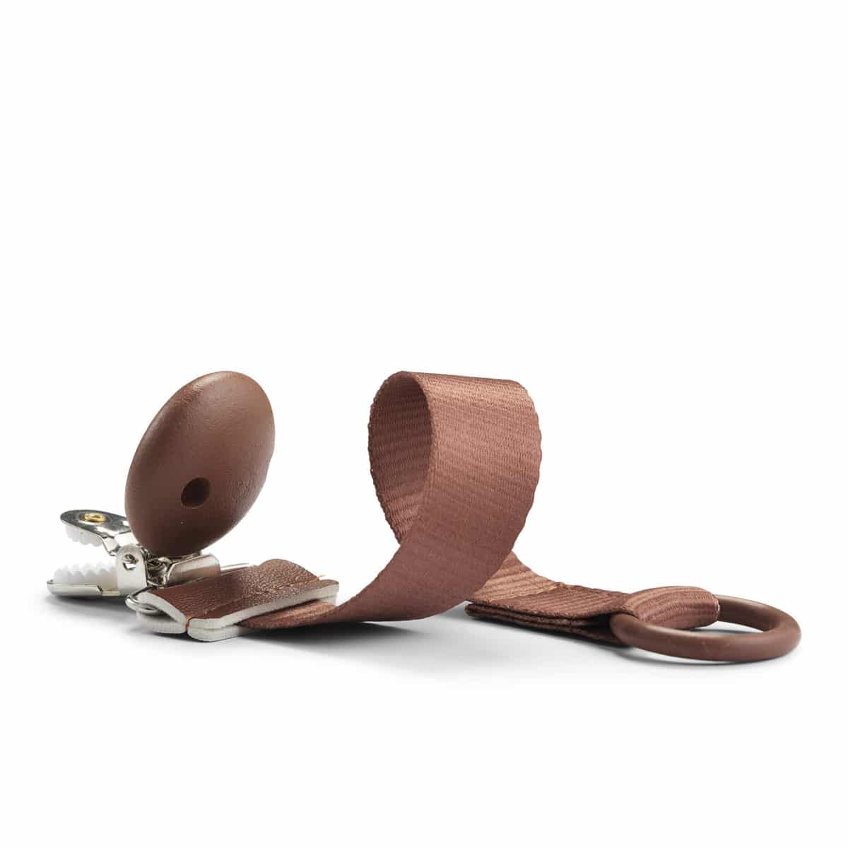 Schnullerband mit Holzdetail, Burned Clay