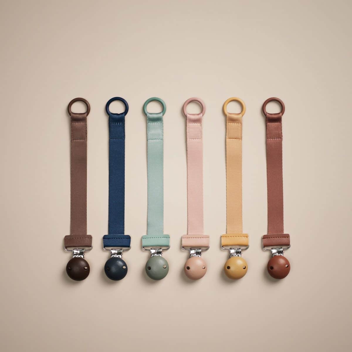 Schnullerband mit Holzdetail, Gold