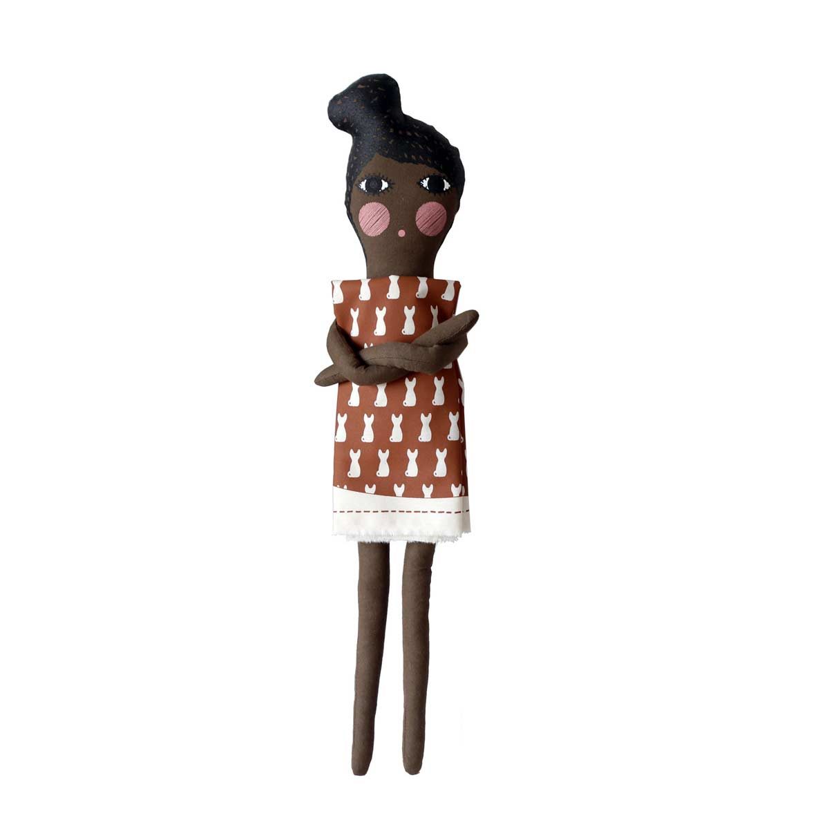 Puppe mit DIY-Kleid, Braun