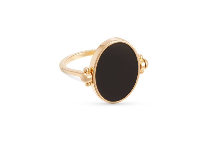 Personalisierter Emaille Flip Ring in 18kt Vergoldung