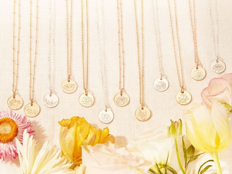 Kleine Geburtsblumen Halskette in 18kt Rosévergoldung