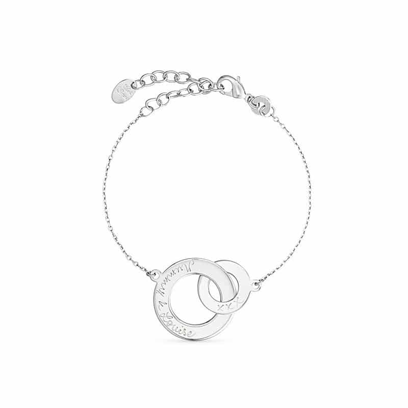 Personalisiertes Armkettchen mit verschlungenen Ringen in 925er Sterlingsilber