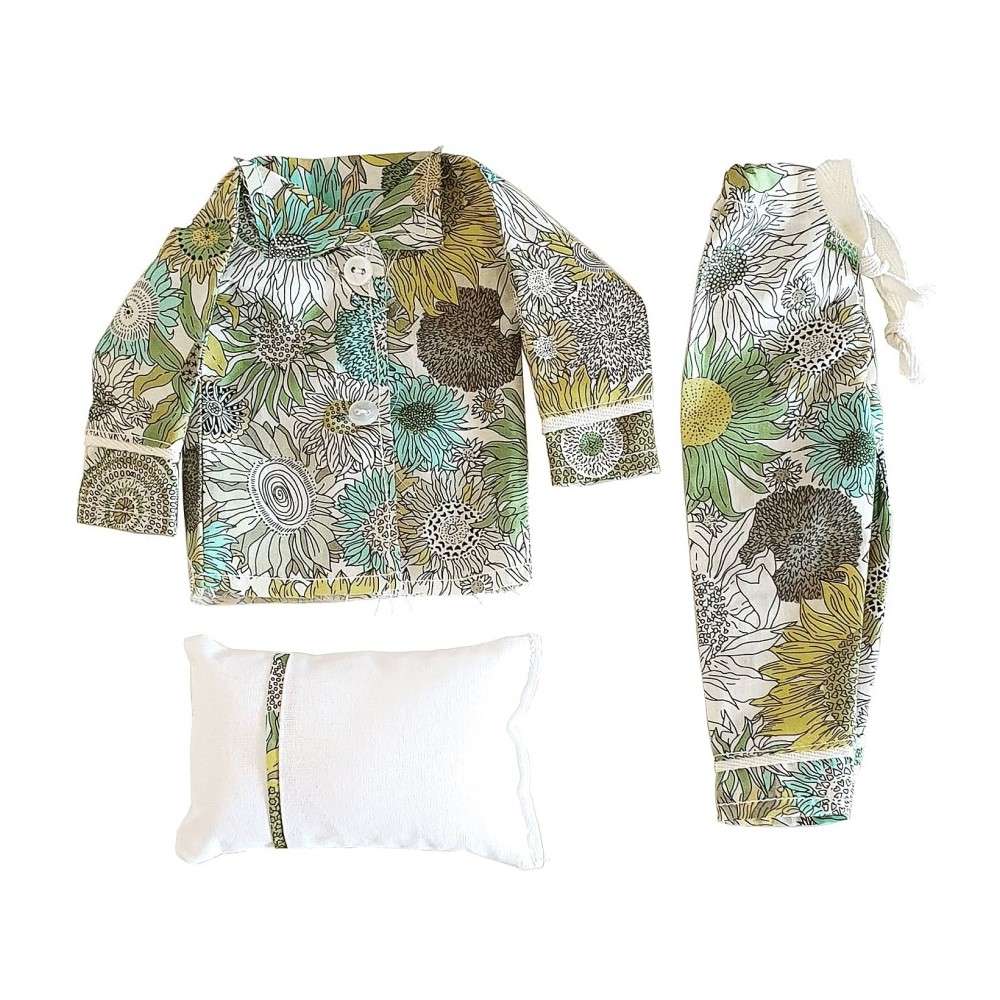 Puppen Pyjama Set, Grün