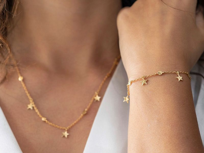 Marica x Merci Maman Sternen Armband in 18kt Vergoldung