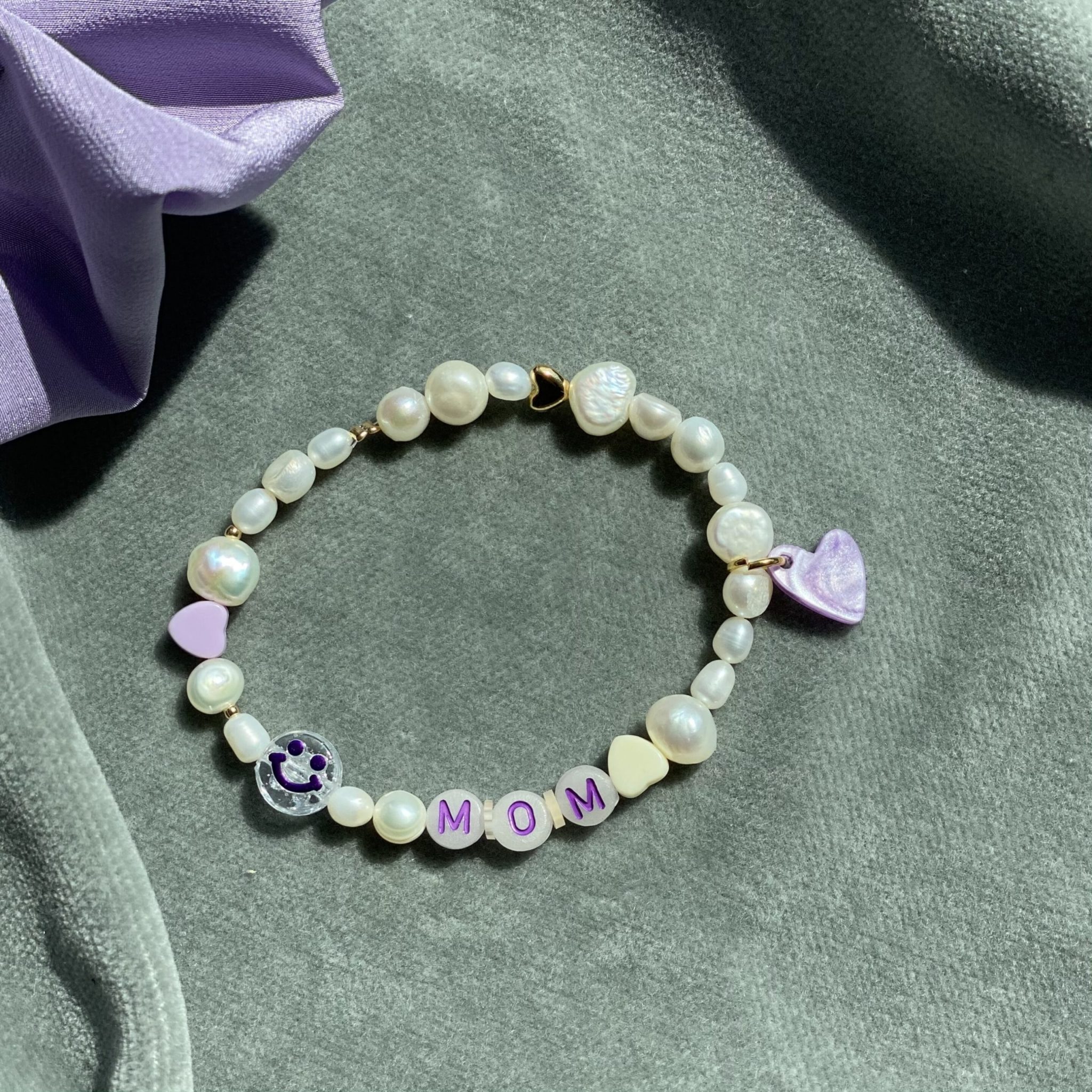 Perlenarmband MOM Flieder
