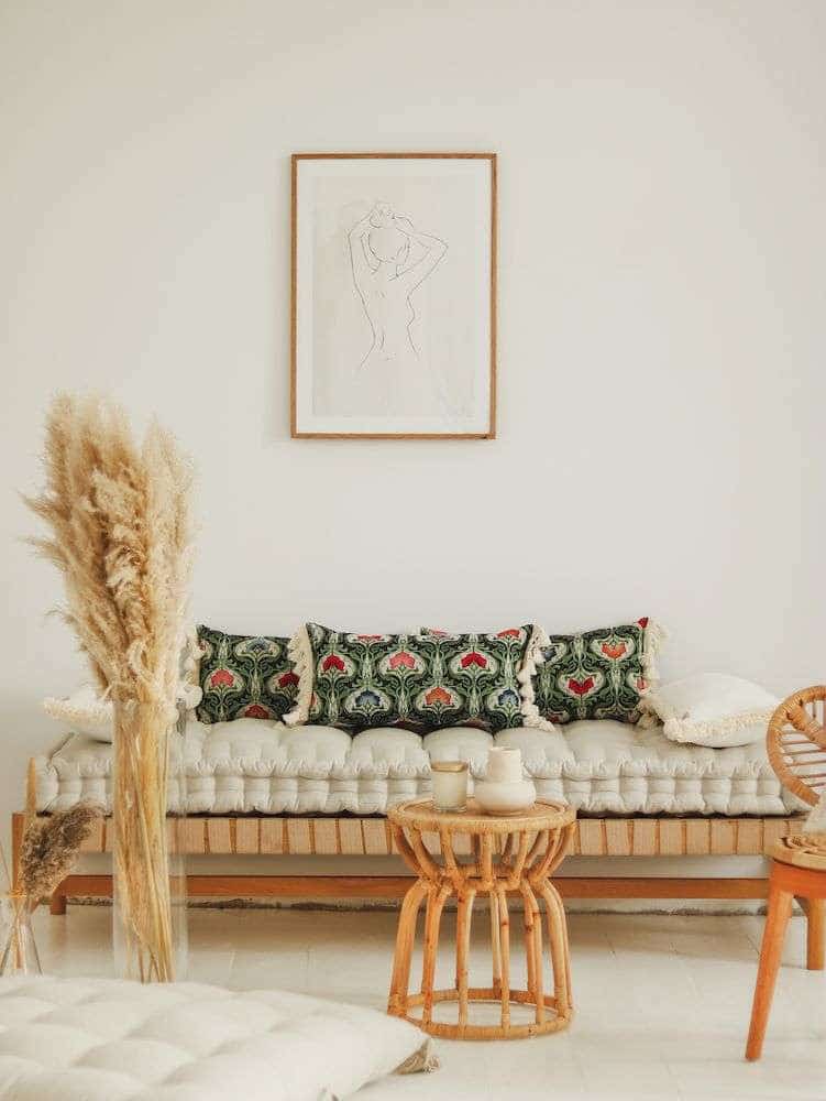 Kissen mit Fransen "Green Medusa" 40 x 50cm