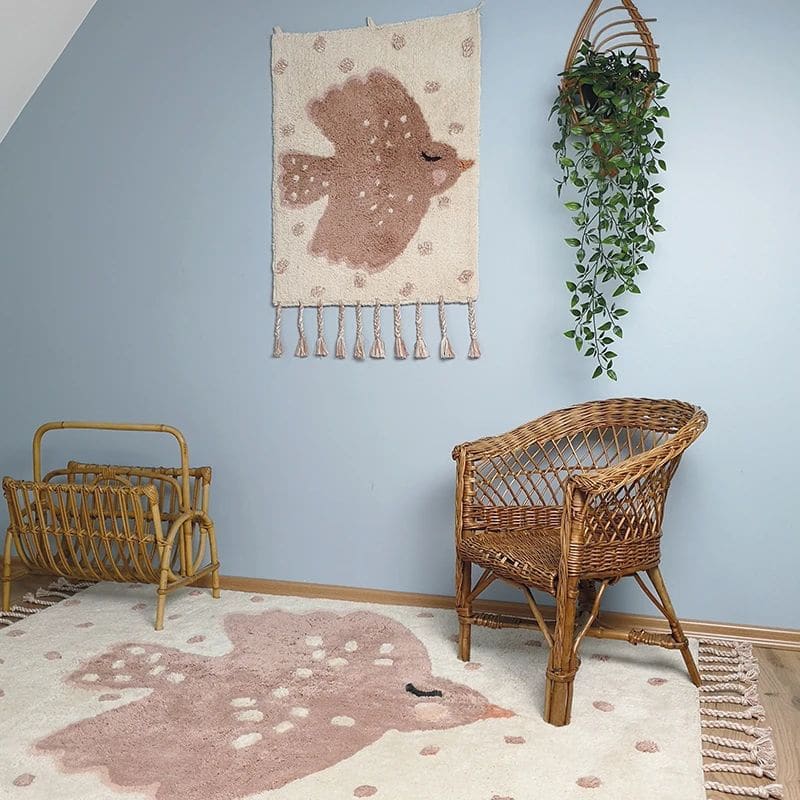 Kinderteppich "Birdy" Vogel Rosa 100 x 150cm