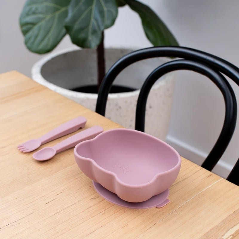Schüssel Stickie Bowl mit Deckel Bär, Dusty Rose