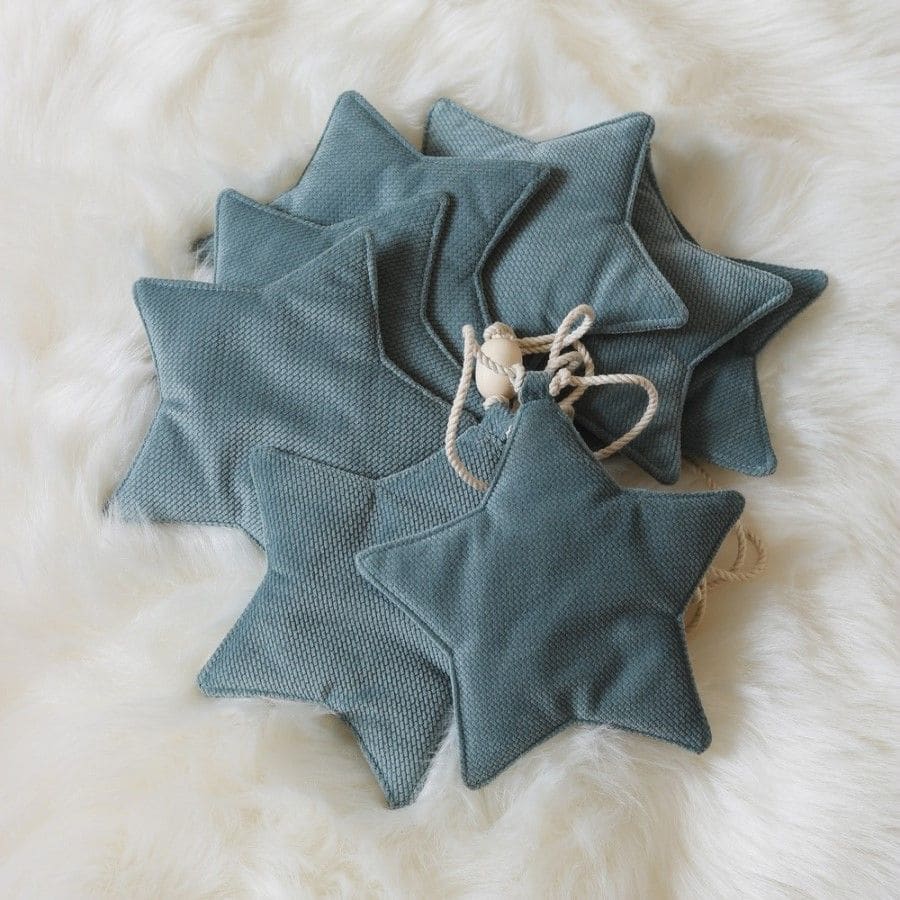 Girlande mit Sternen *Grey Mint Dust*, Samt